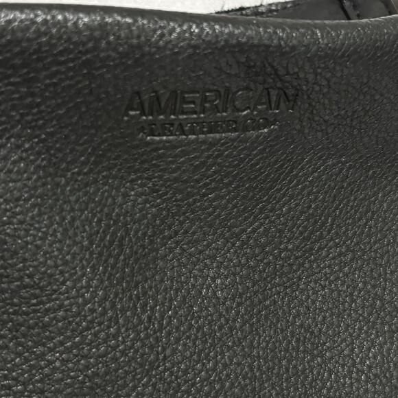 AMERICAN LEATHER CO Zipper Pockets Black Leather Tote Bag Shoulder Purse